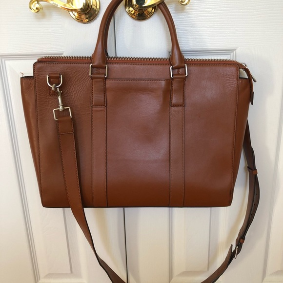 Cole Haan Brown Leather Messenger Bag - Picture 2 of 3